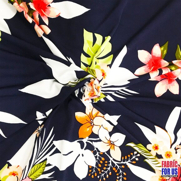 Plumeria Flowers ITY Poly-Spandex Stretch Fabric 58"/60" Wide - Picture 4 of 4
